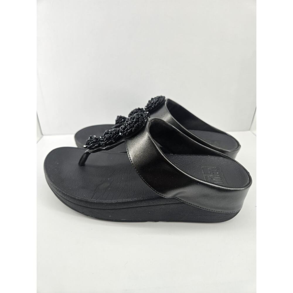 FitFlop Fino Beadie Button Black Post Toe Comfort Sandal Sz 6 - Picture 5 of 11